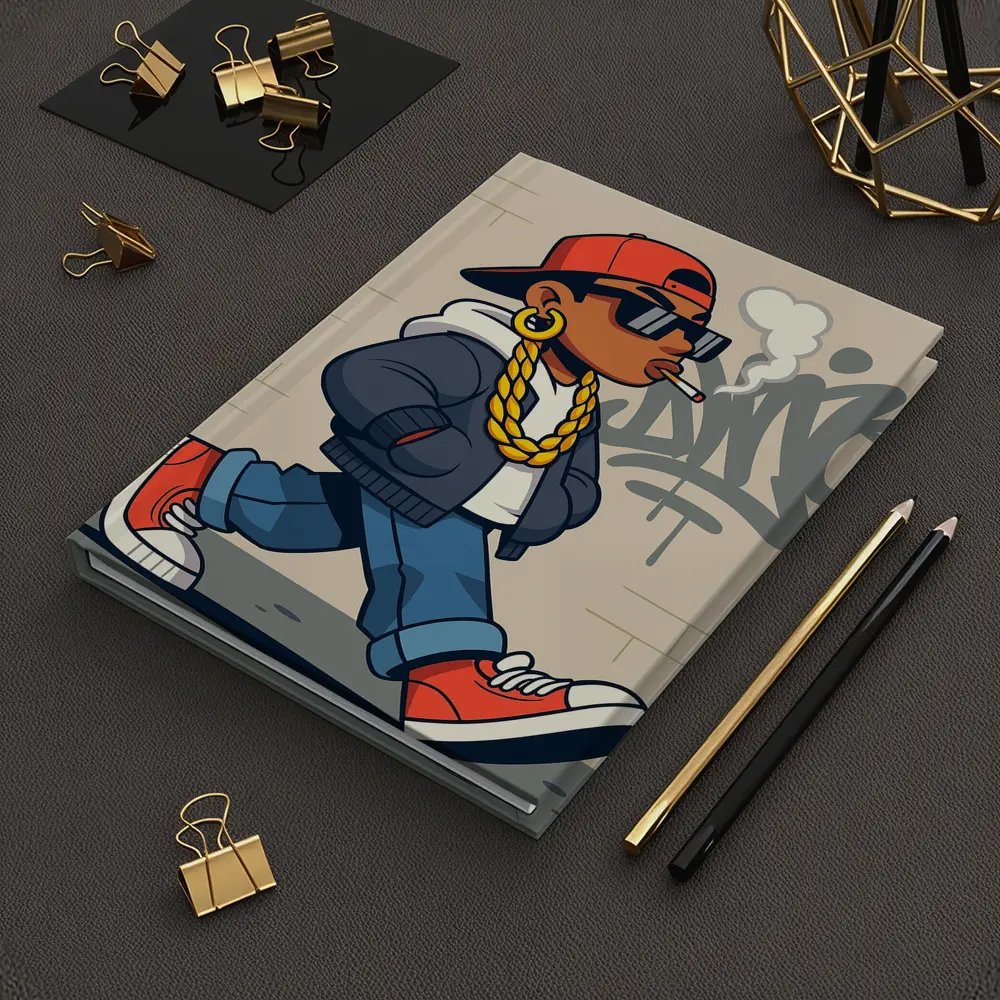 Hip Hop Cartoon Character Walking Graffiti Wall – Notebooks