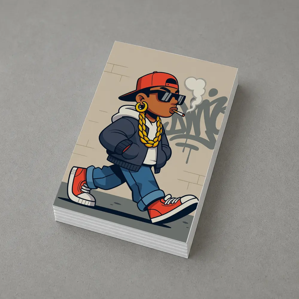 Hip Hop Cartoon Character Walking Graffiti Wall – Postcards