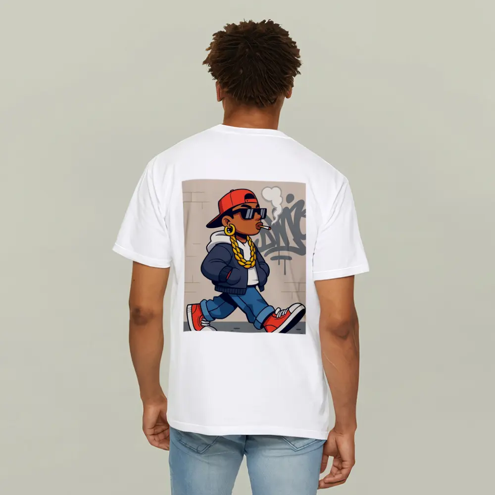 Hip Hop Cartoon Character Walking Graffiti Wall – T-Shirts