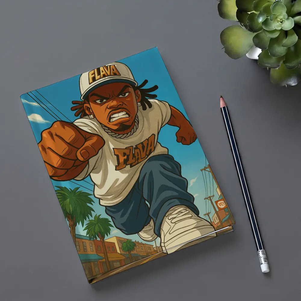 Anime Hip Hop Fighter Running City Street – Notebooks