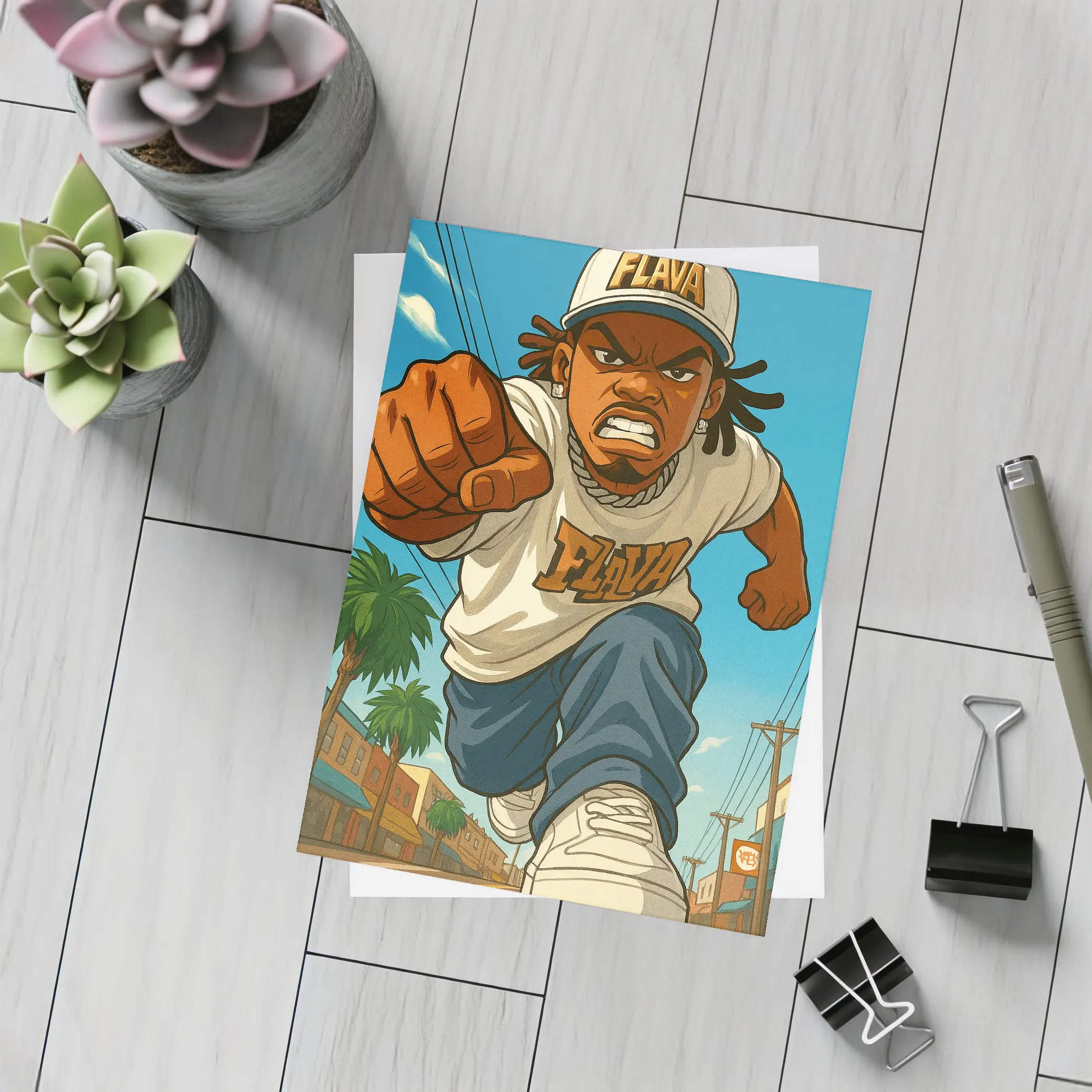 Anime Hip Hop Fighter Running City Street – Postcards