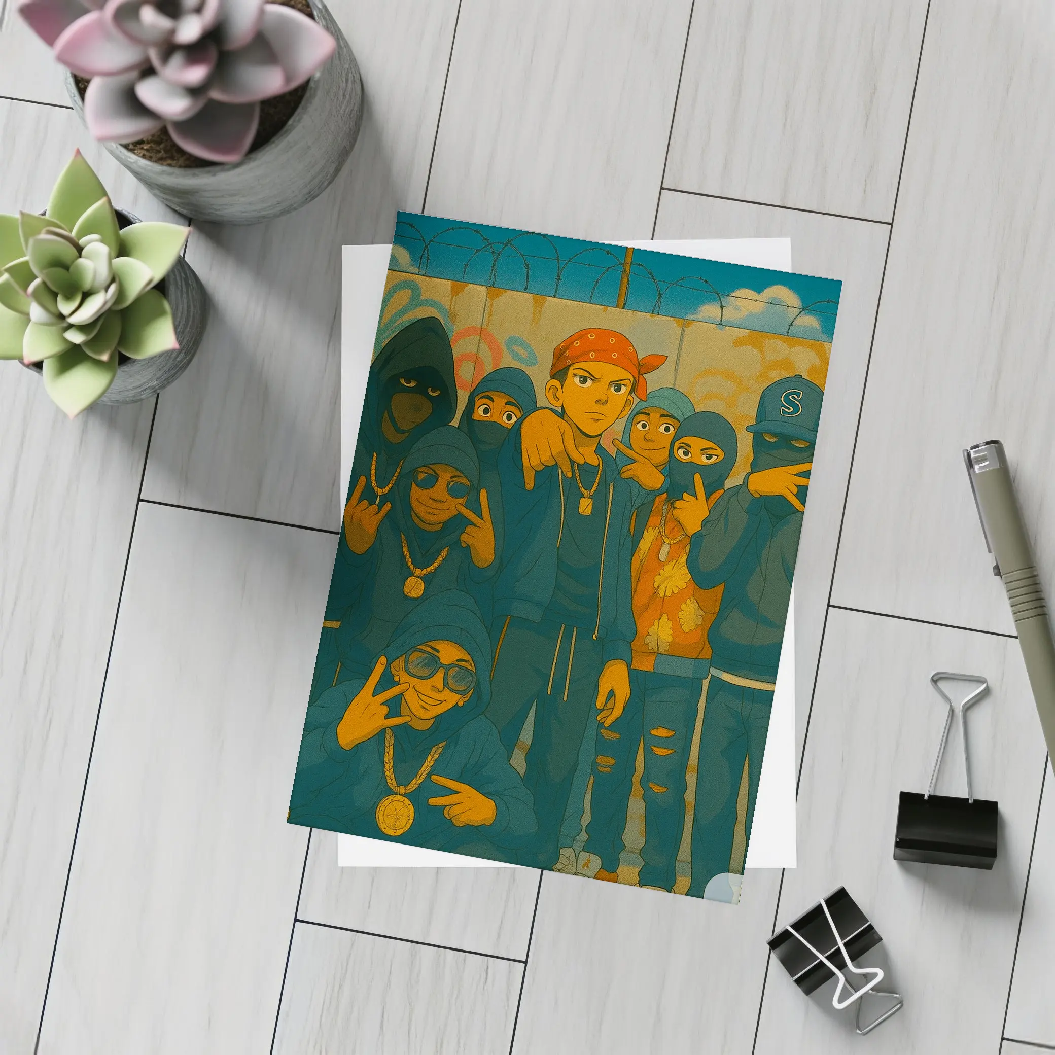 Anime Gang Squad Graffiti Wall Street Art – Postcards