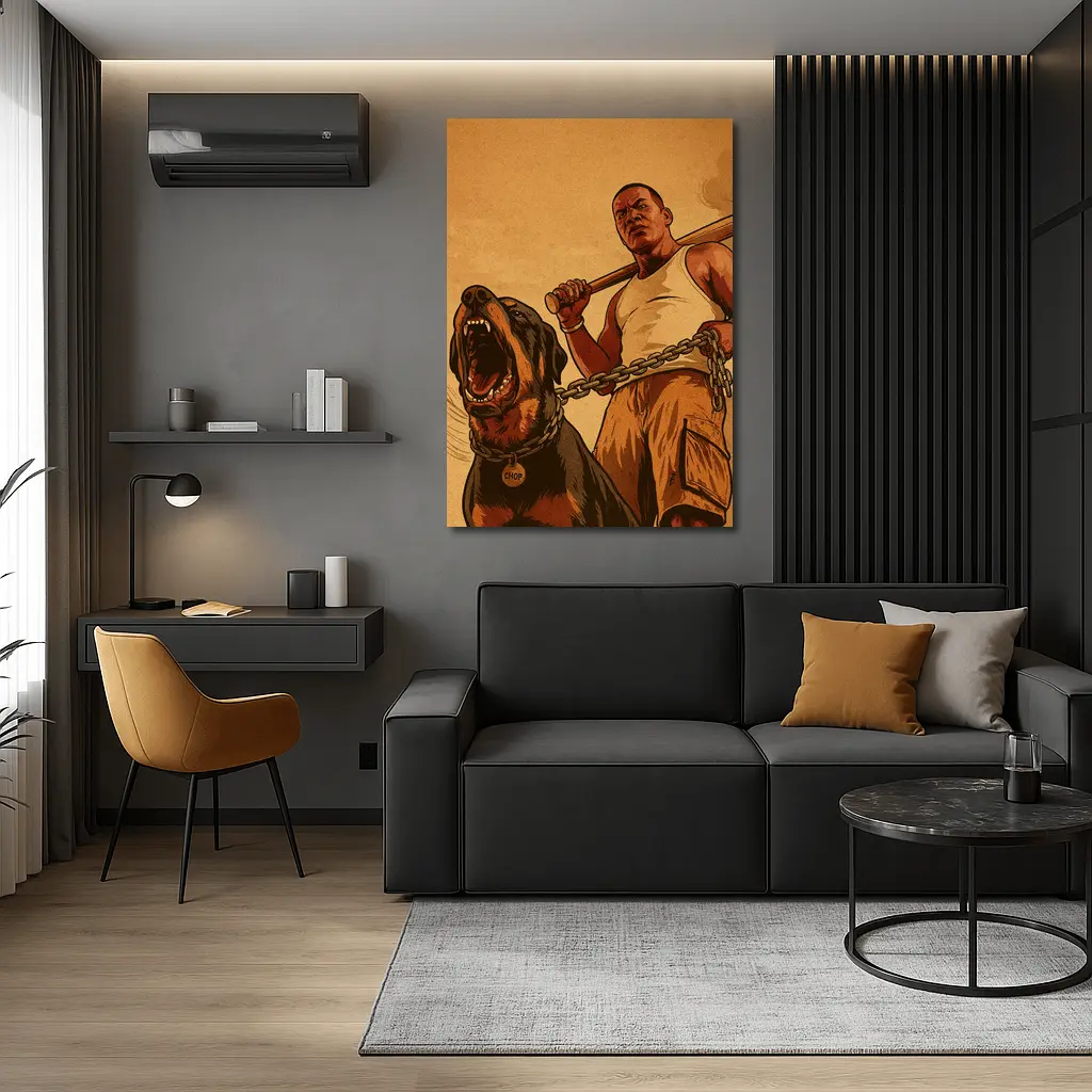 GTA Franklin Rottweiler Dog Urban Art – Wall Art