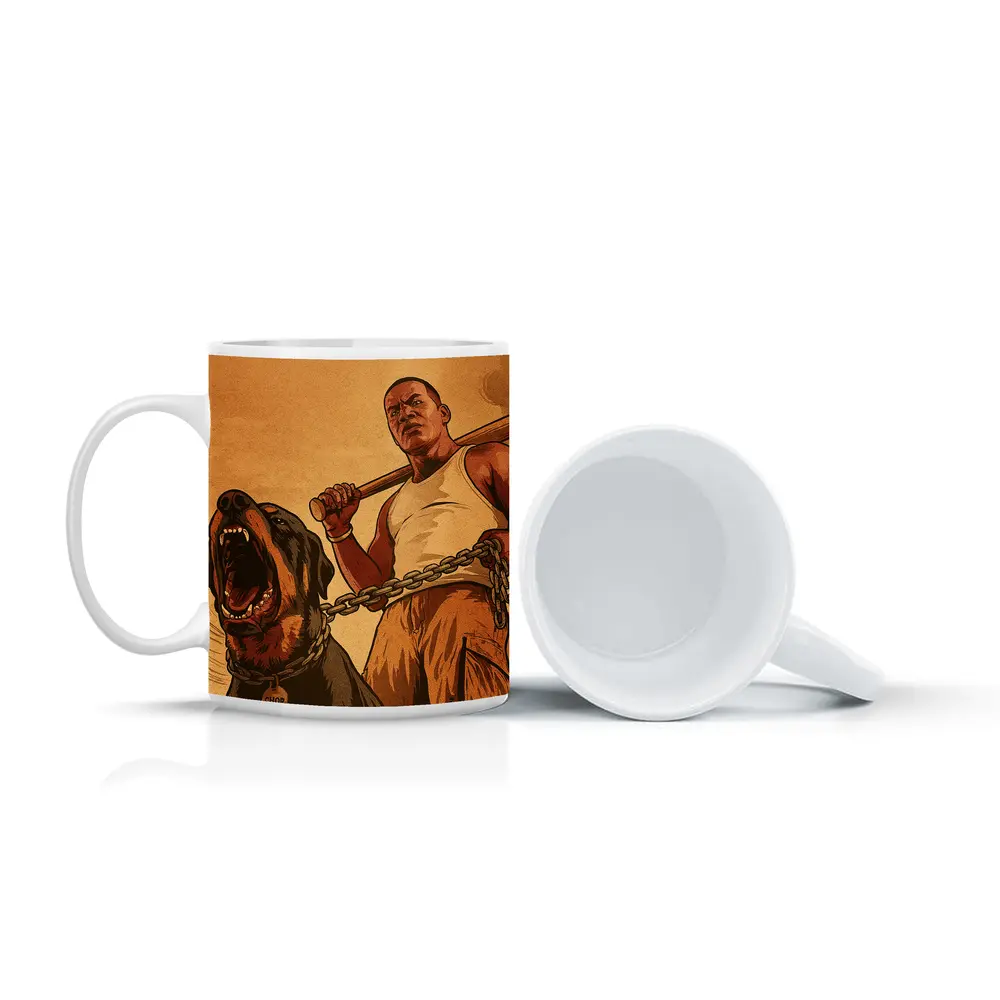 GTA Franklin Rottweiler Dog Urban Art – Mugs