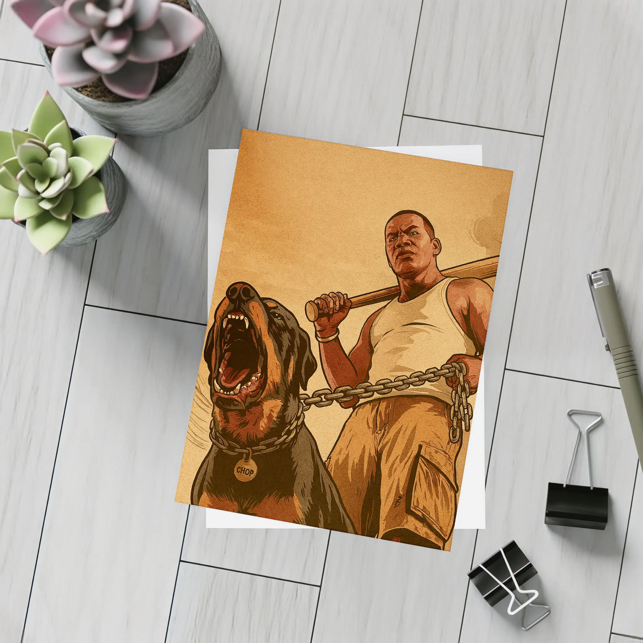 GTA Franklin Rottweiler Dog Urban Art – Postcards