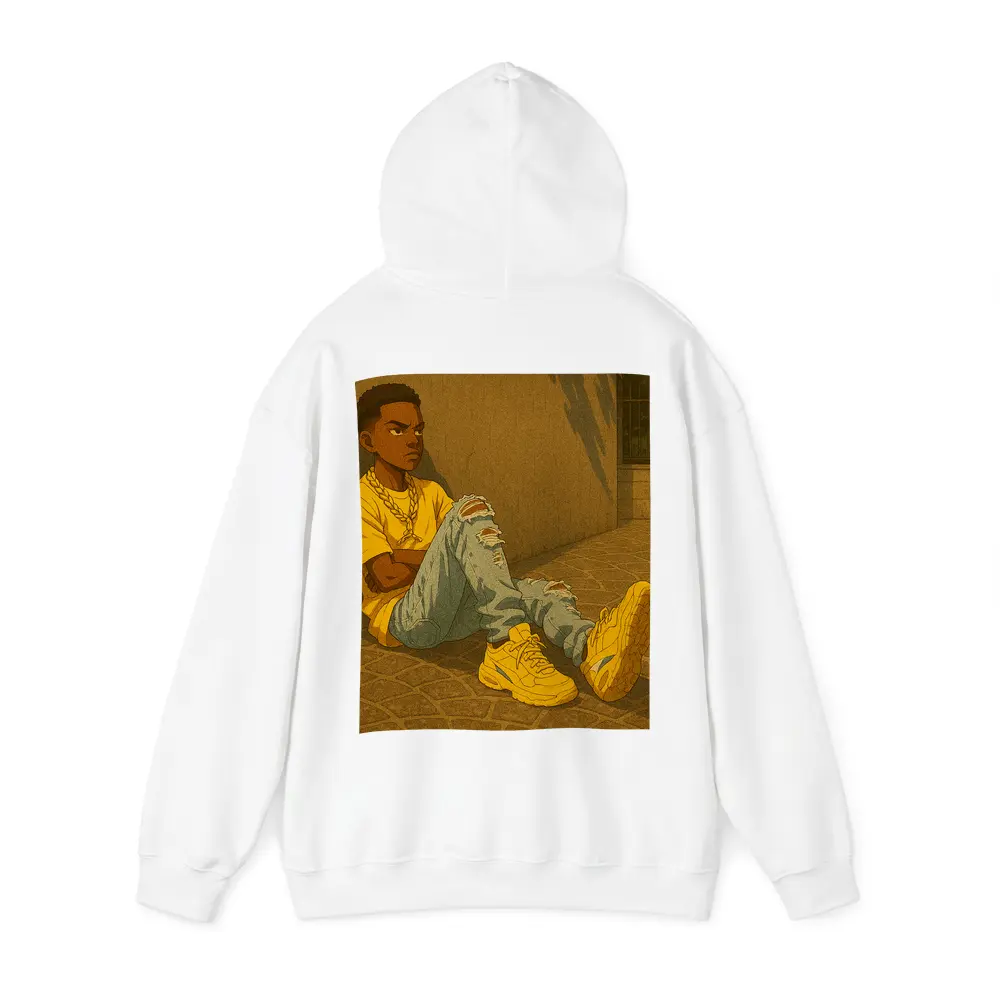 Anime Boy Sitting Against Urban Wall – Hoodies