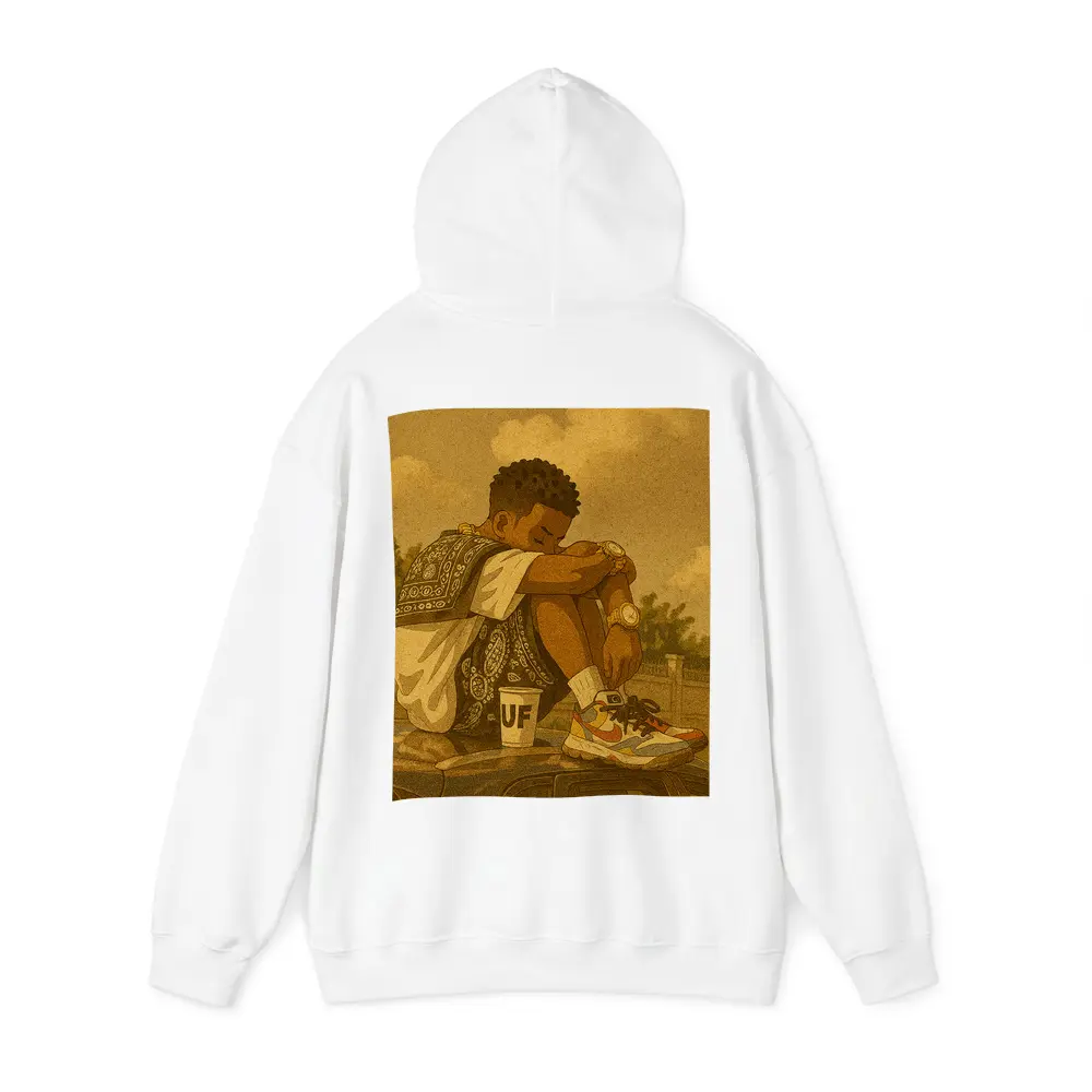 Young Man Sitting On Car Rooftop Illustration – Hoodies