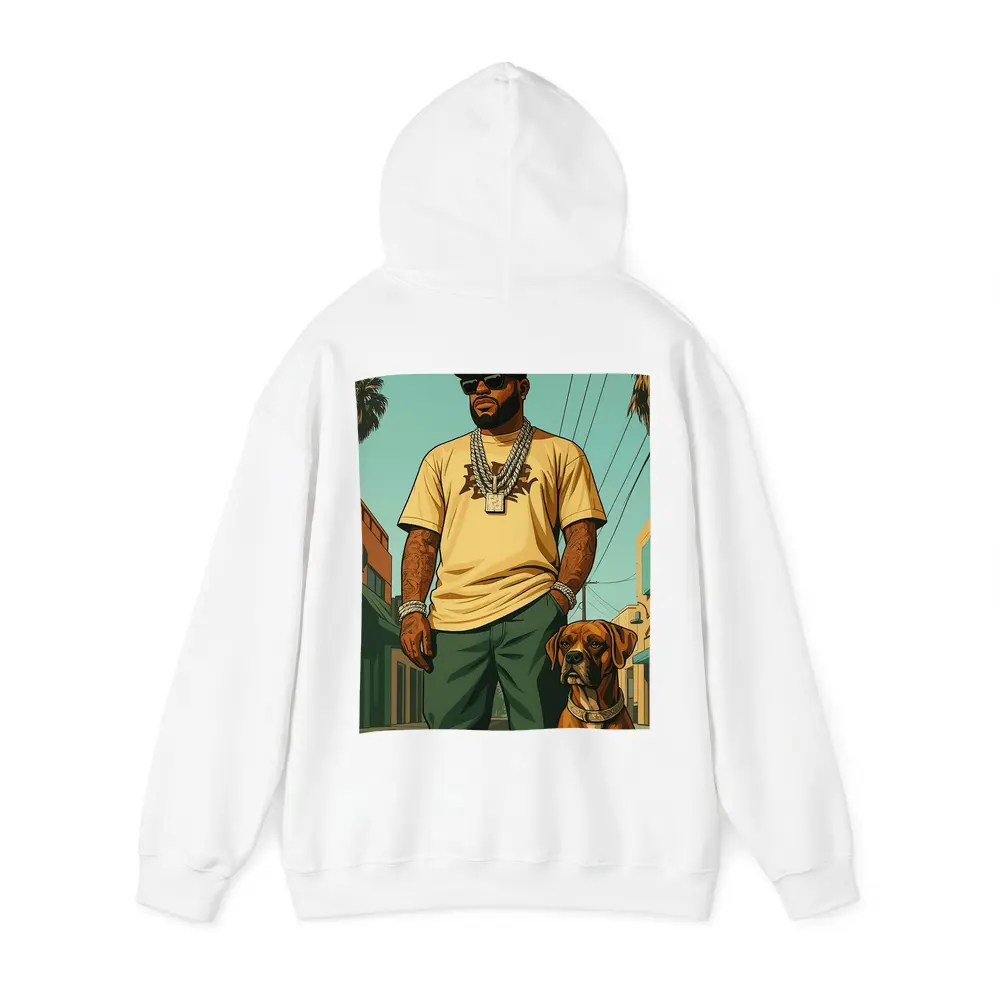 Tattooed Man Boxer Dog Urban Street – Hoodies