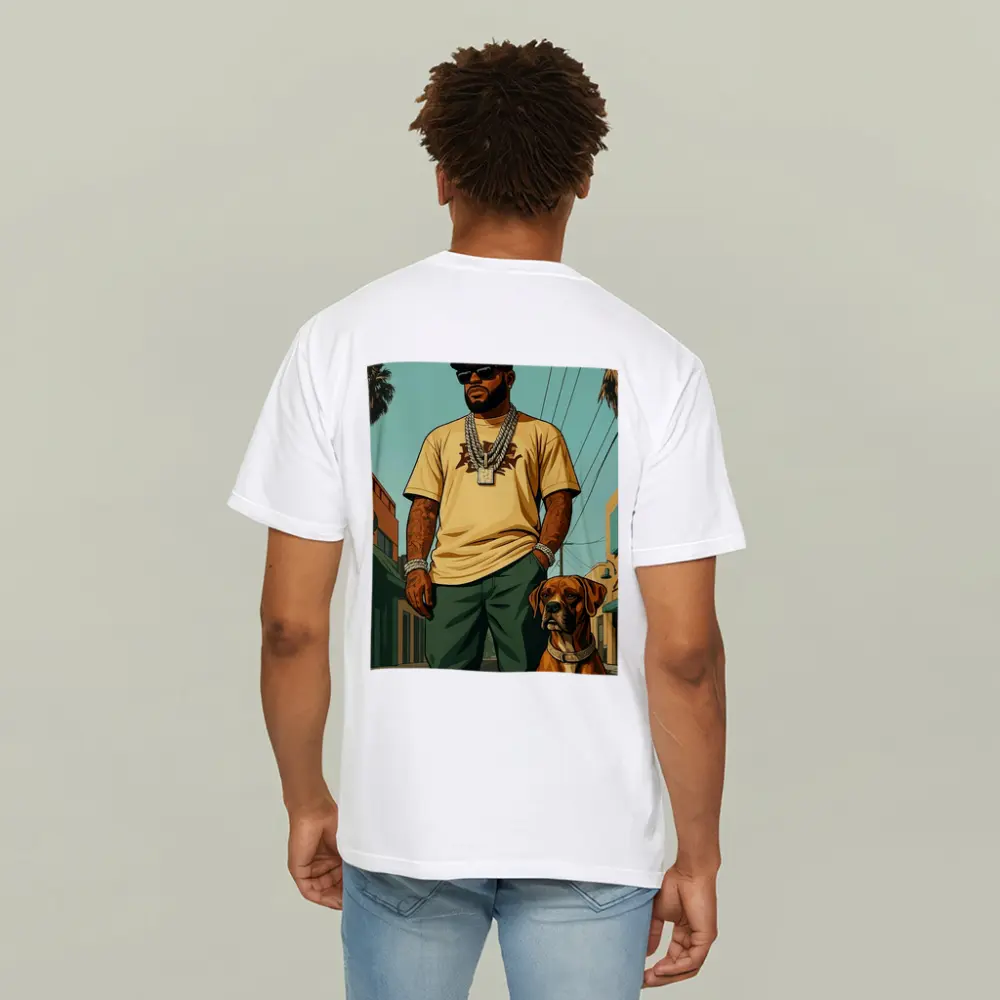 Tattooed Man Boxer Dog Urban Street – T-Shirts
