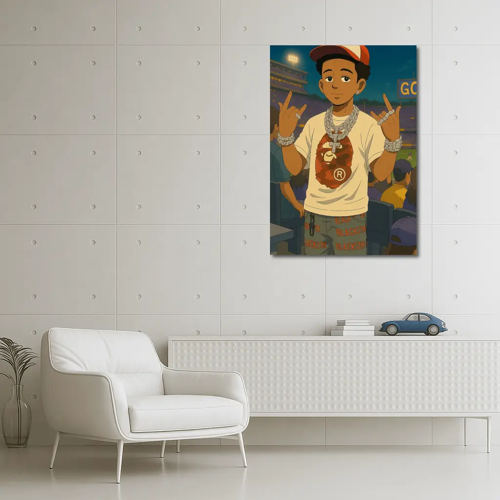 Anime Boy Streetwear Style Baseball Stadium – Wall Art