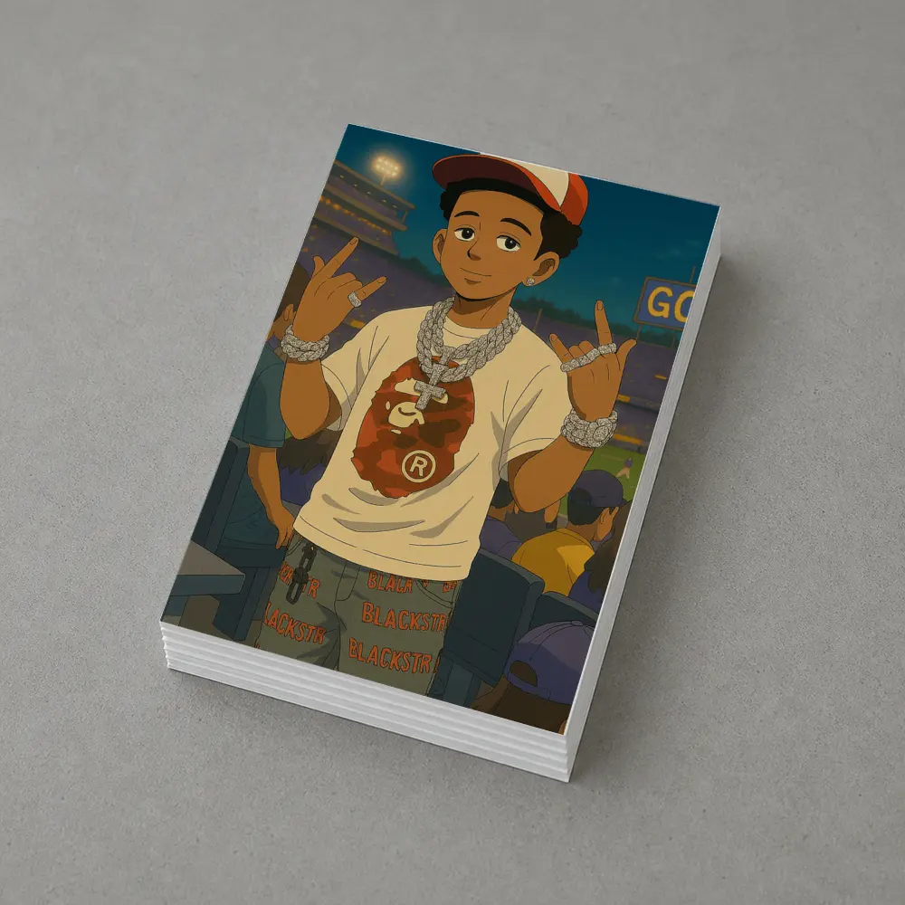Anime Boy Streetwear Style Baseball Stadium – Postcards