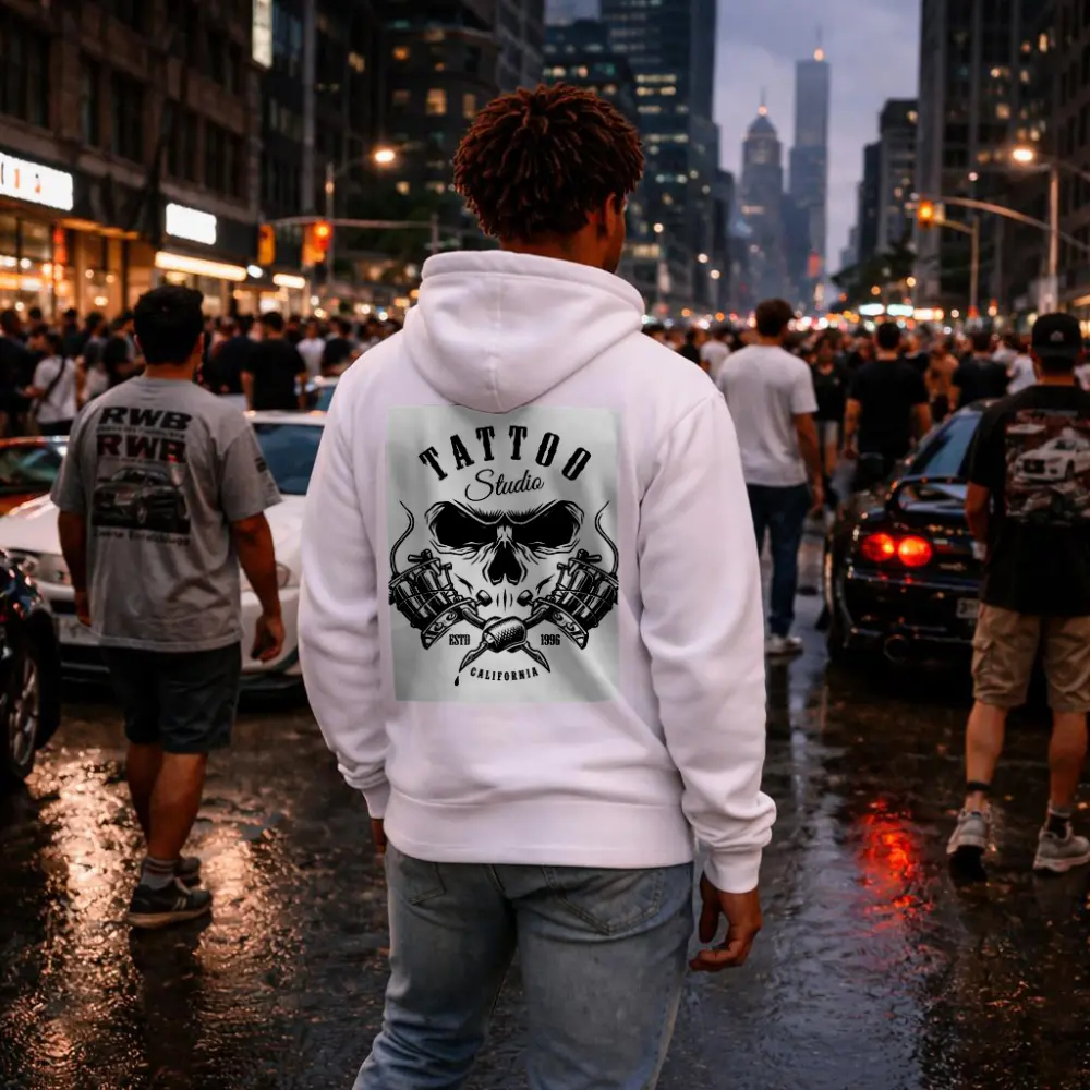 Tattoo Studio Skull Crossed Machines California – Hoodies