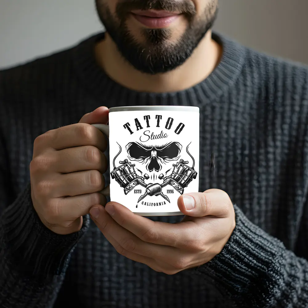 Tattoo Studio Skull Crossed Machines California – Mugs