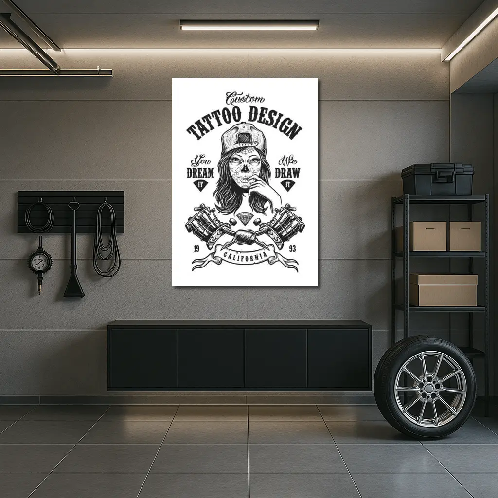 Custom Tattoo Design Sugar Skull Girl California – Wall Art