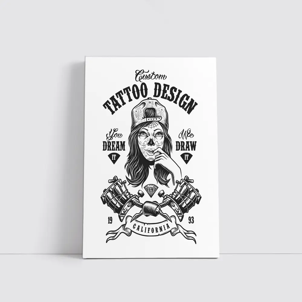 Custom Tattoo Design Sugar Skull Girl California – Wall Art