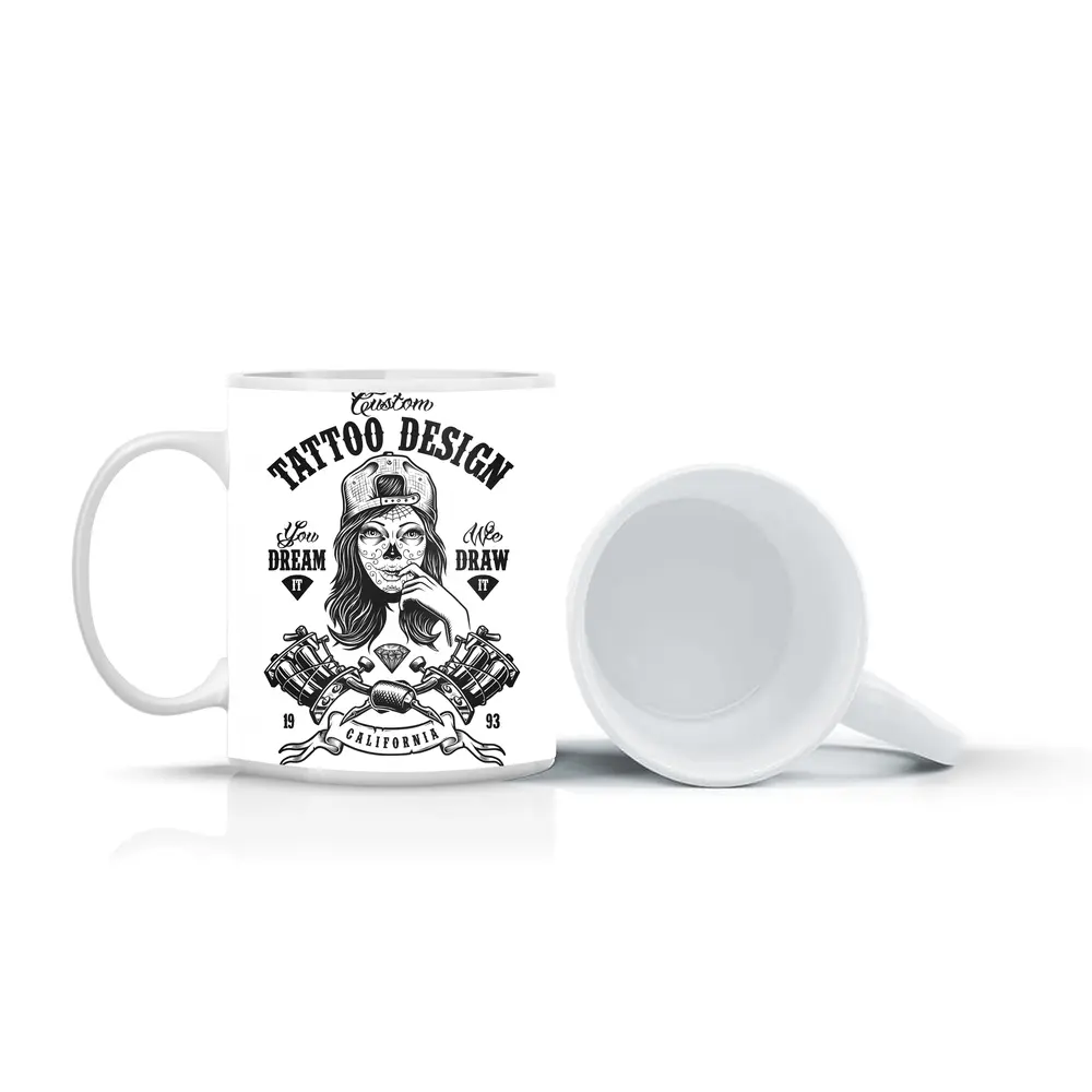 Custom Tattoo Design Sugar Skull Girl California – Mugs