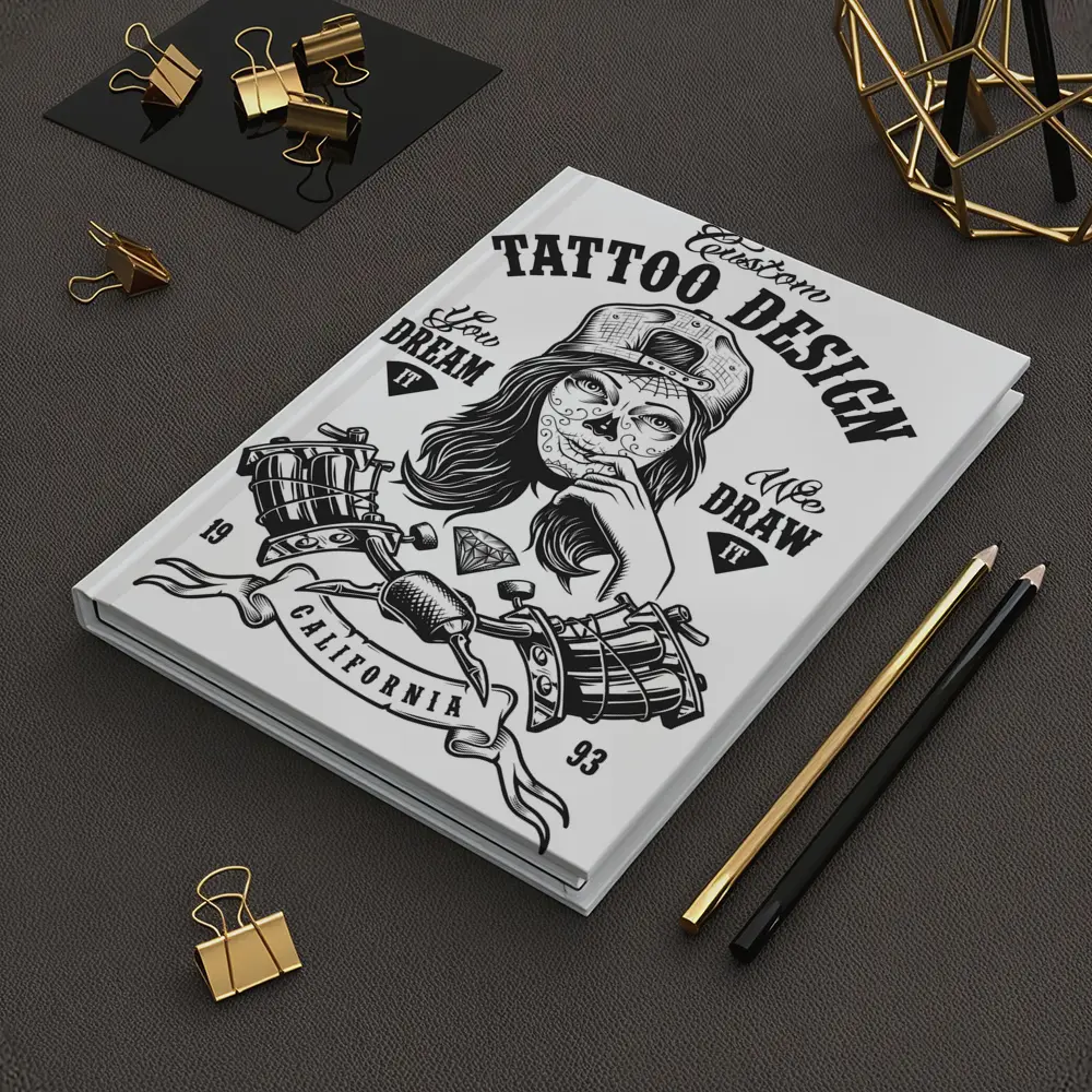Custom Tattoo Design Sugar Skull Girl California – Notebooks