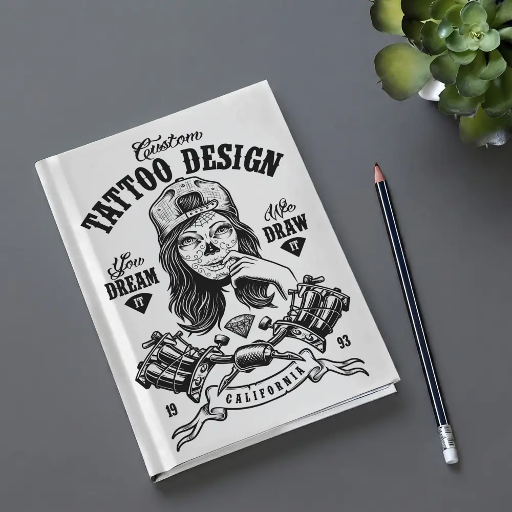 Custom Tattoo Design Sugar Skull Girl California – Notebooks