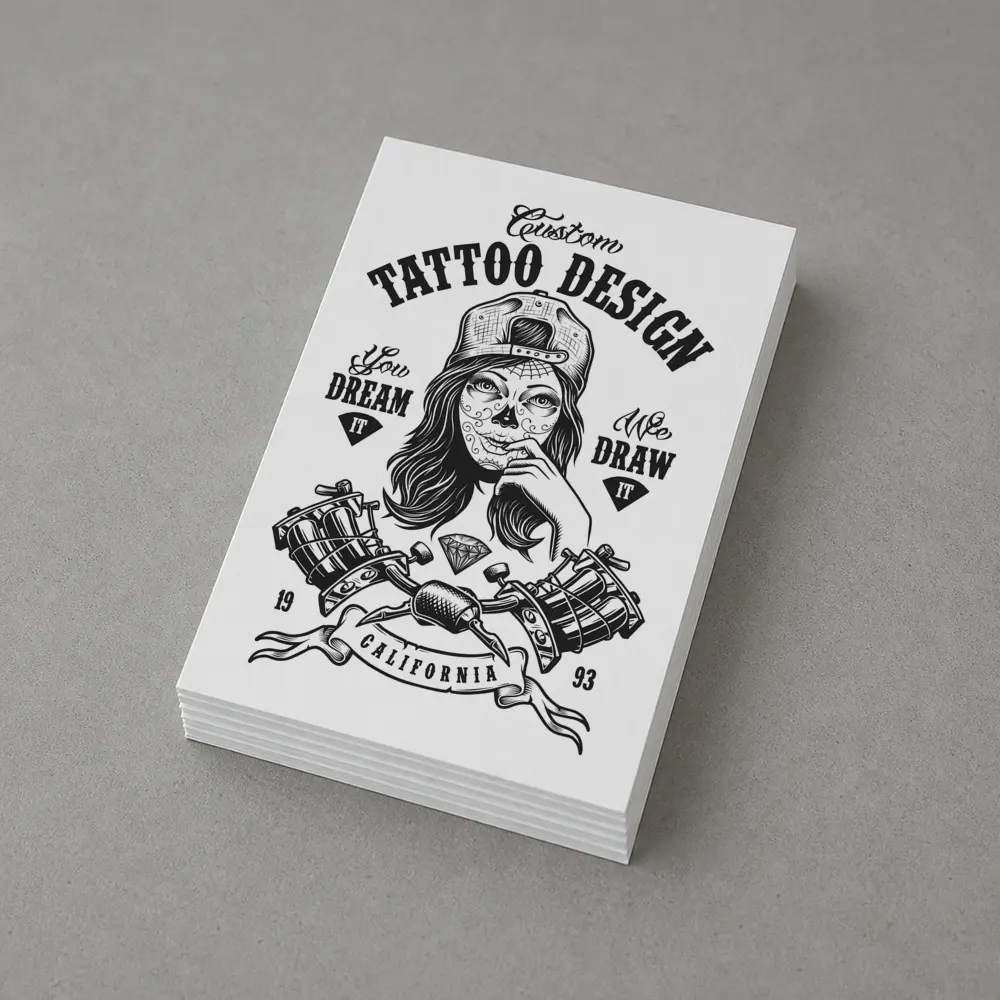 Custom Tattoo Design Sugar Skull Girl California – Postcards