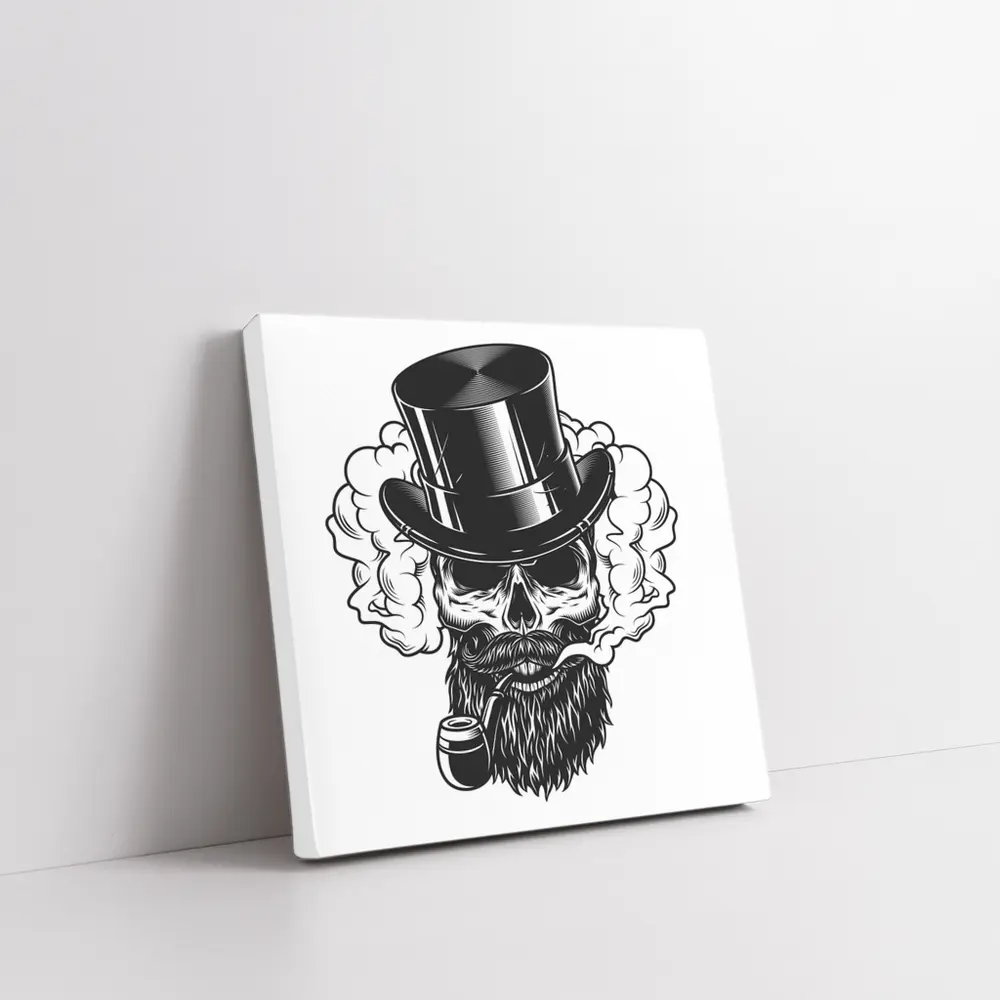 Bearded Skull Top Hat Smoke Clouds – Wall Art