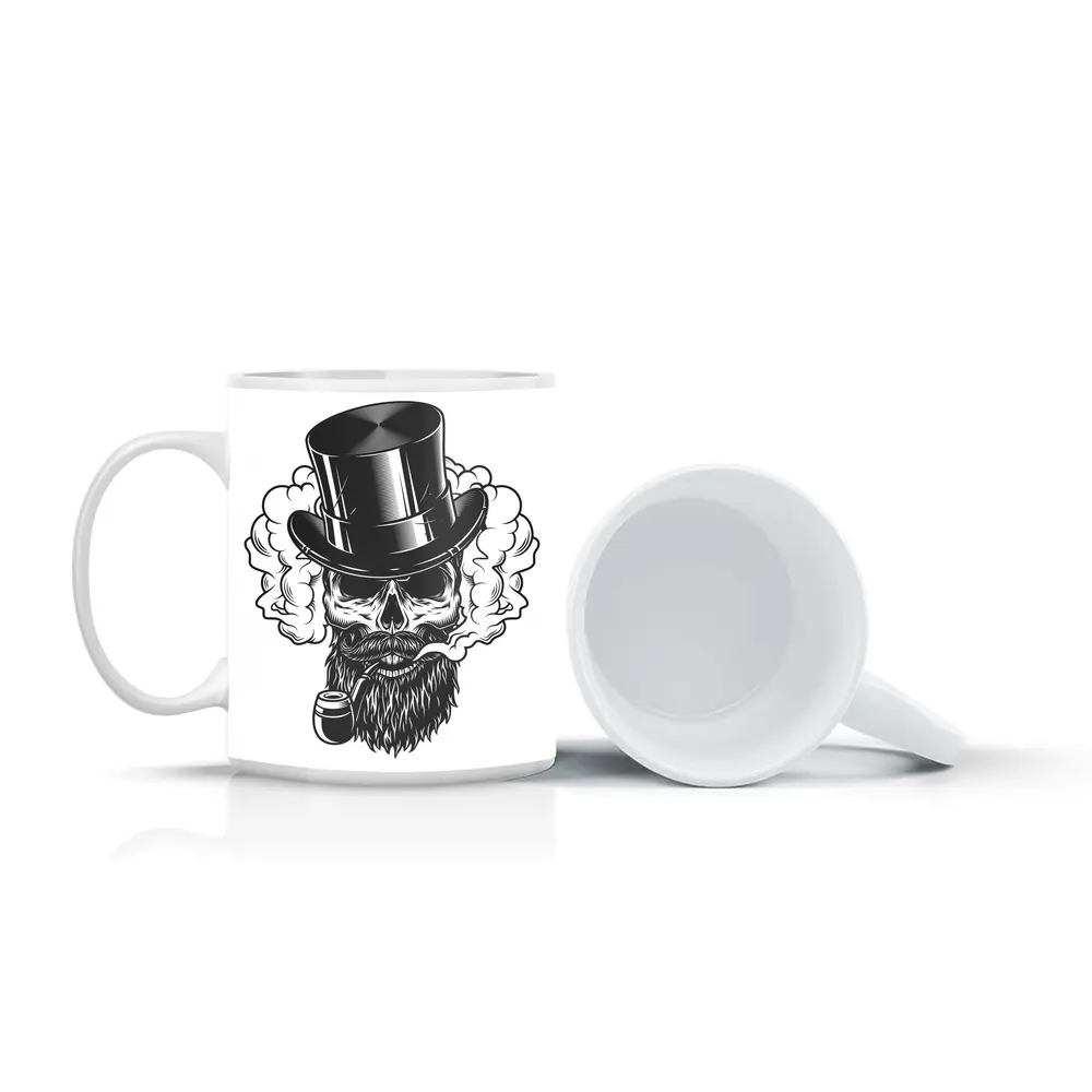 Bearded Skull Top Hat Smoke Clouds – Mugs