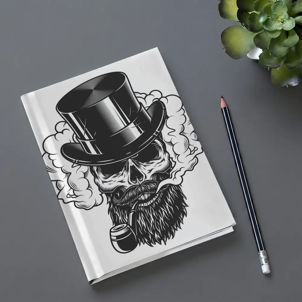 Bearded Skull Top Hat Smoke Clouds – Notebooks