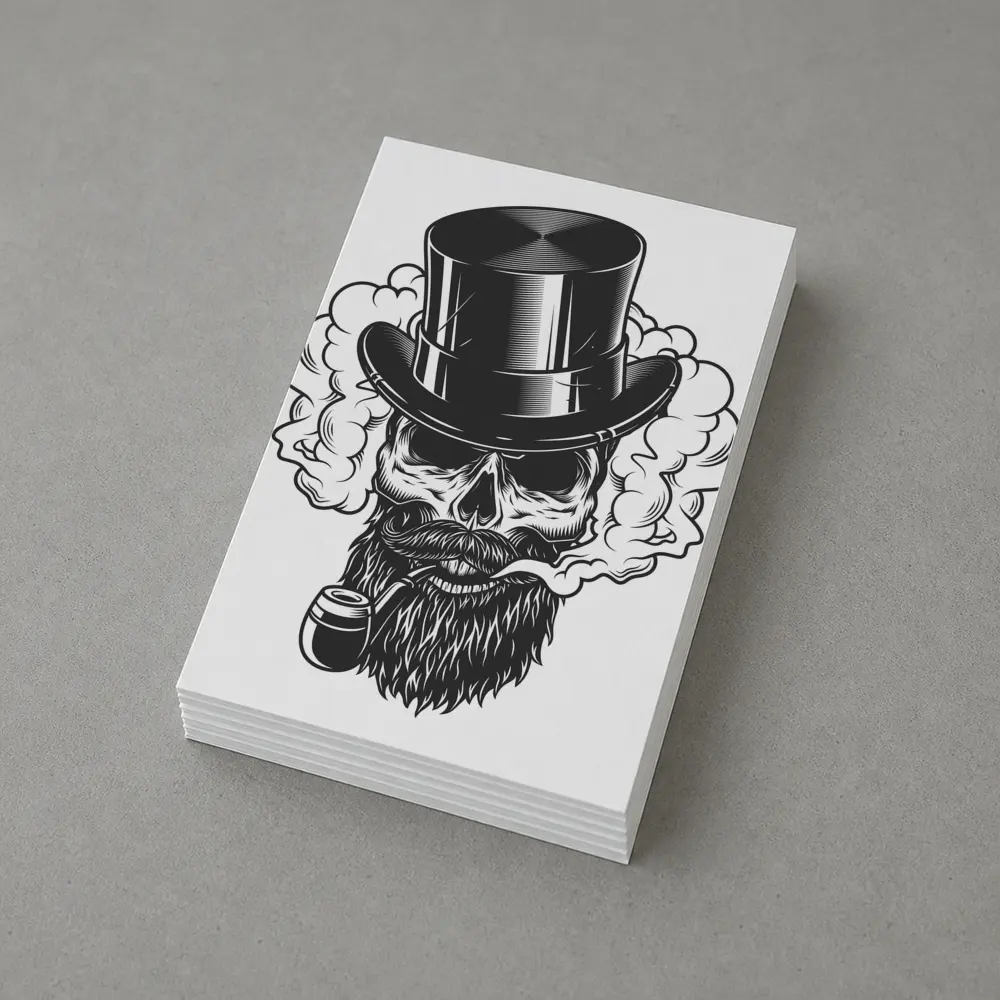 Bearded Skull Top Hat Smoke Clouds – Postcards