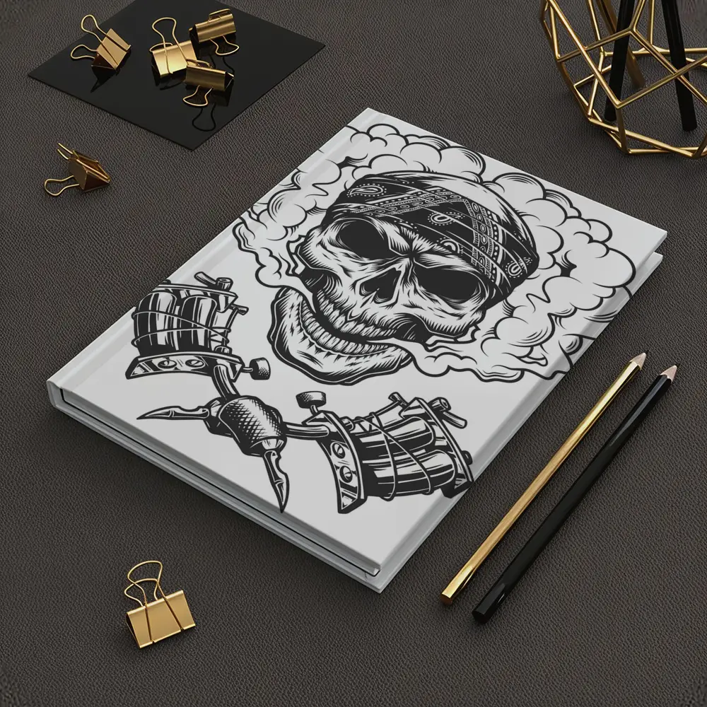 Skull Bandana Crossed Tattoo Machines Smoke – Notebooks