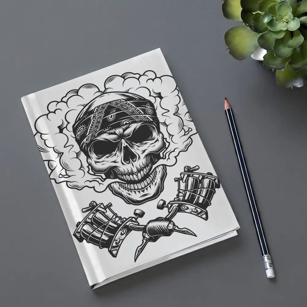 Skull Bandana Crossed Tattoo Machines Smoke – Notebooks