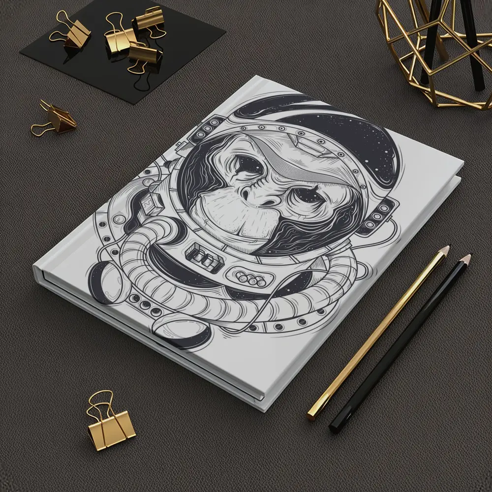 Chimp Astronaut Space Suit Black White – Notebooks