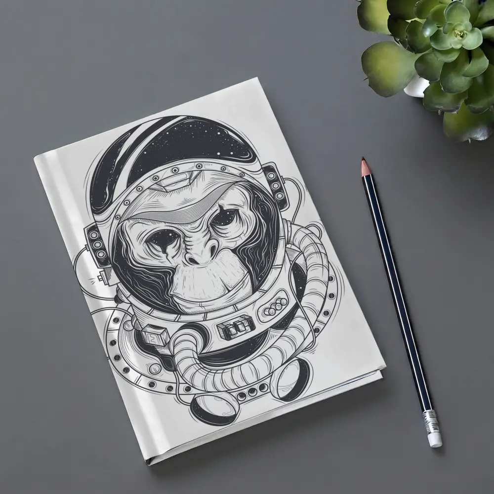 Chimp Astronaut Space Suit Black White – Notebooks