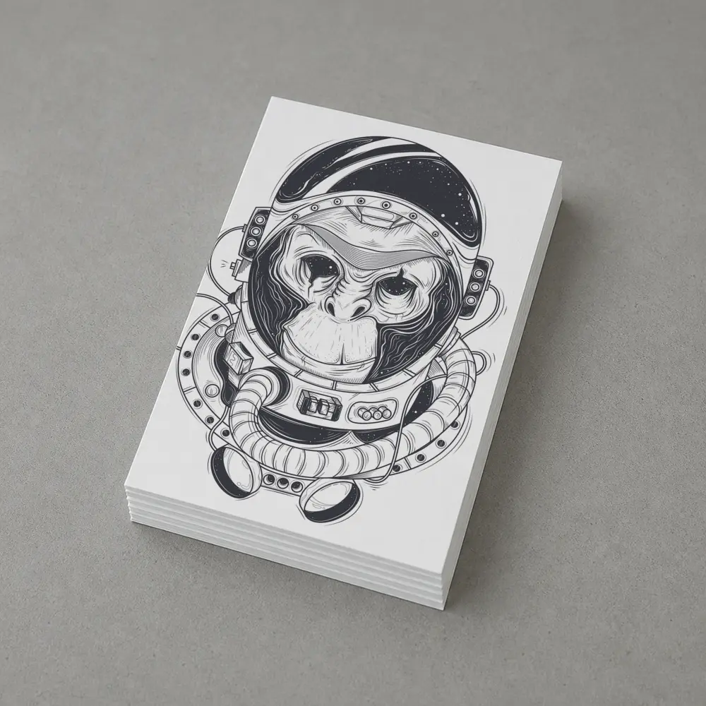 Chimp Astronaut Space Suit Black White – Postcards