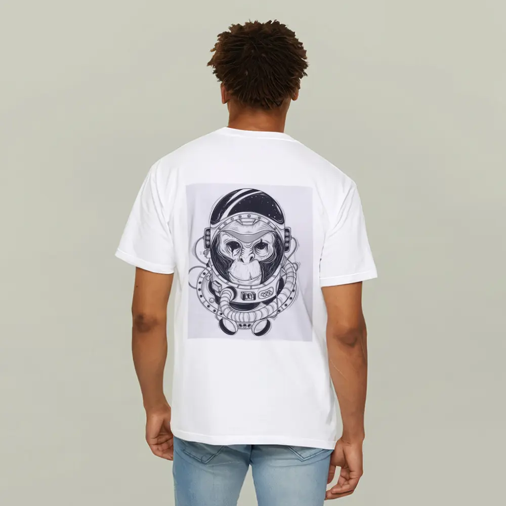 Chimp Astronaut Space Suit Black White – T-Shirts
