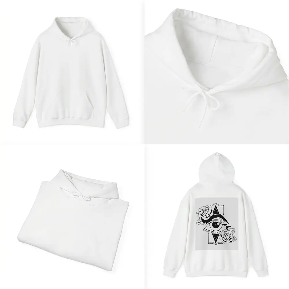 All Seeing Eye Roses Black White Tattoo – Hoodies