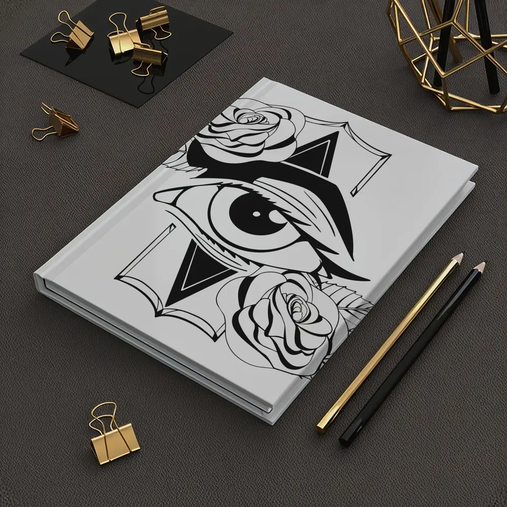 All Seeing Eye Roses Black White Tattoo – Notebooks
