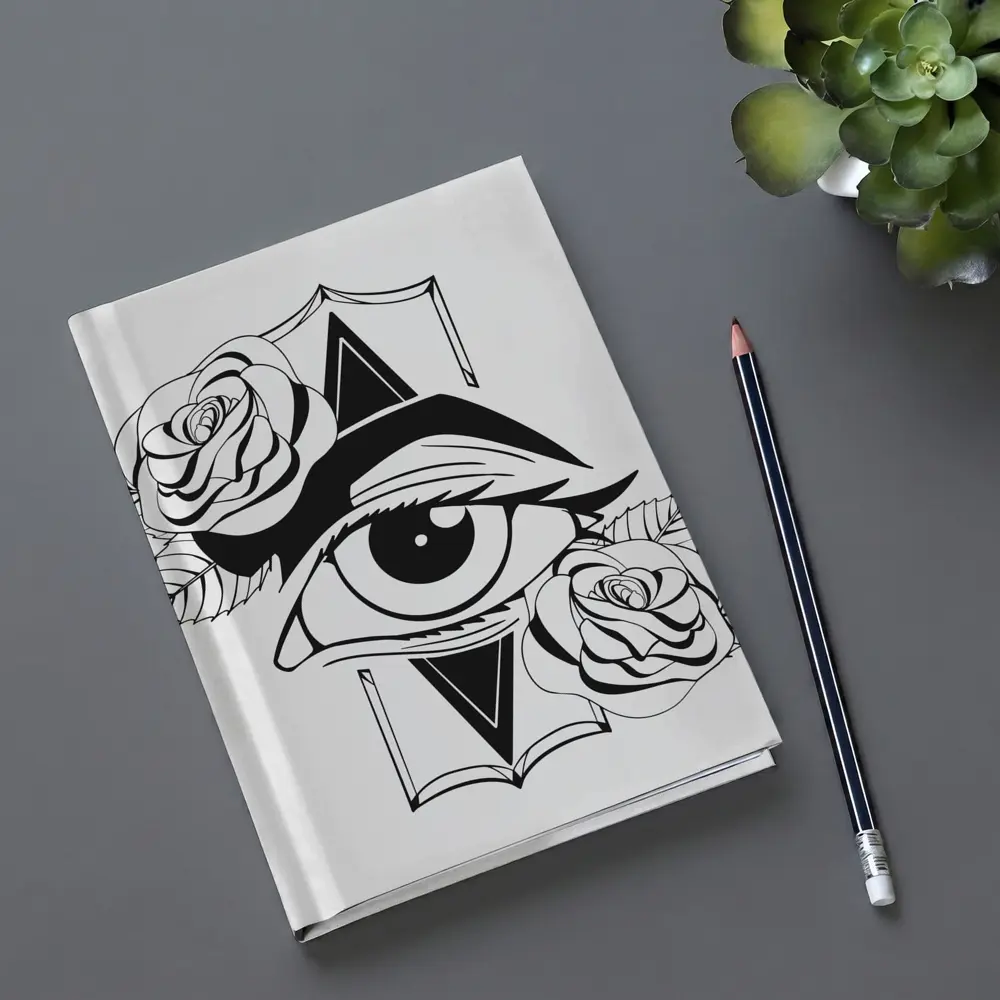 All Seeing Eye Roses Black White Tattoo – Notebooks