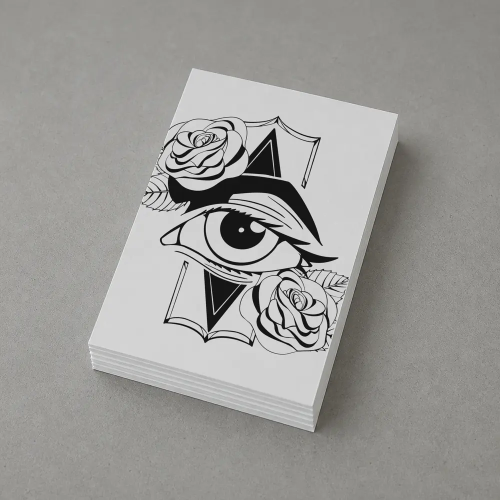 All Seeing Eye Roses Black White Tattoo – Postcards