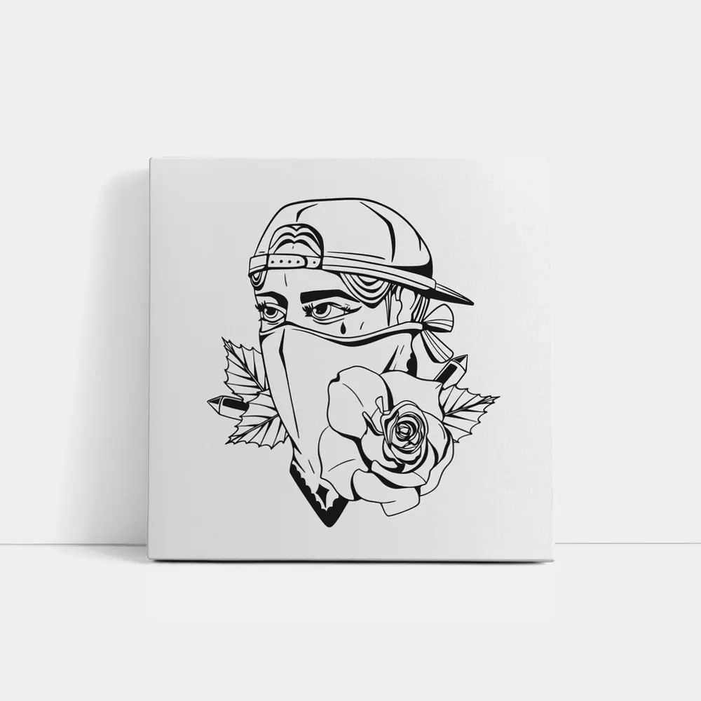 Masked Figure Snapback Rose Tattoo Art – Wall Art