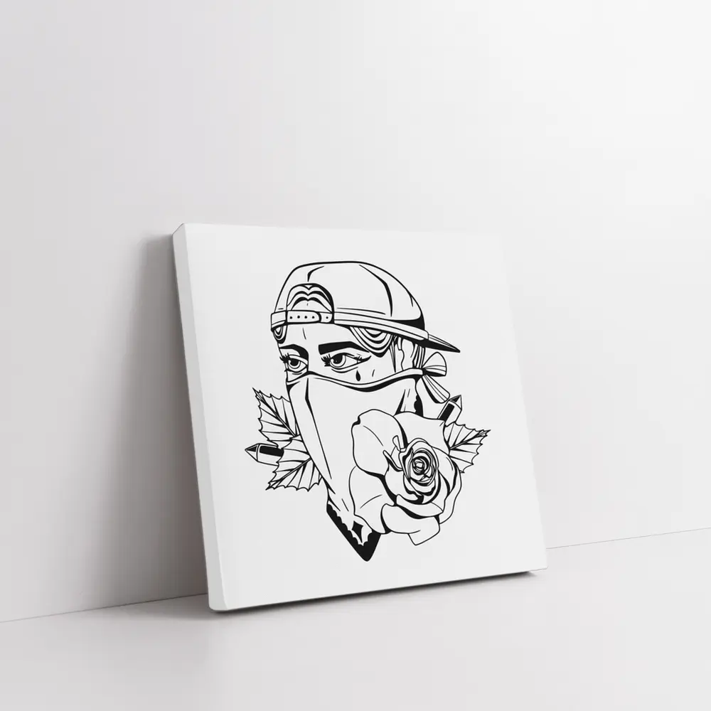 Masked Figure Snapback Rose Tattoo Art – Wall Art