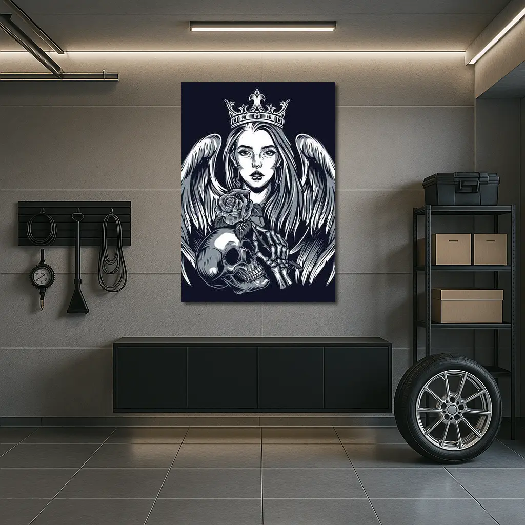 Angel Queen Skull Rose Dark Gothic Art – Wall Art