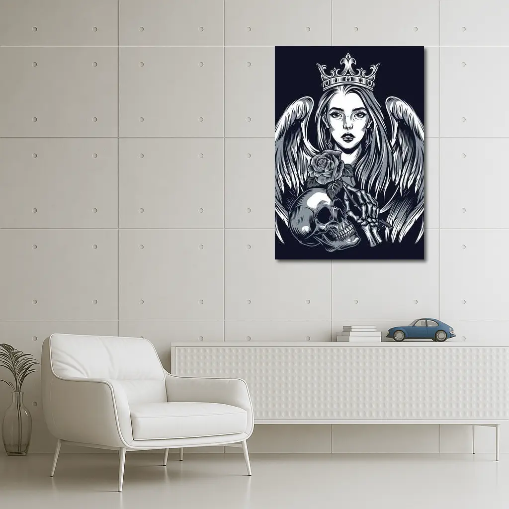 Angel Queen Skull Rose Dark Gothic Art – Wall Art