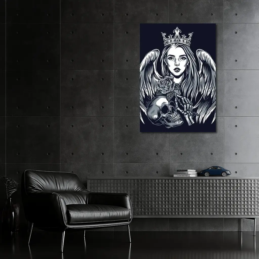 Angel Queen Skull Rose Dark Gothic Art – Wall Art