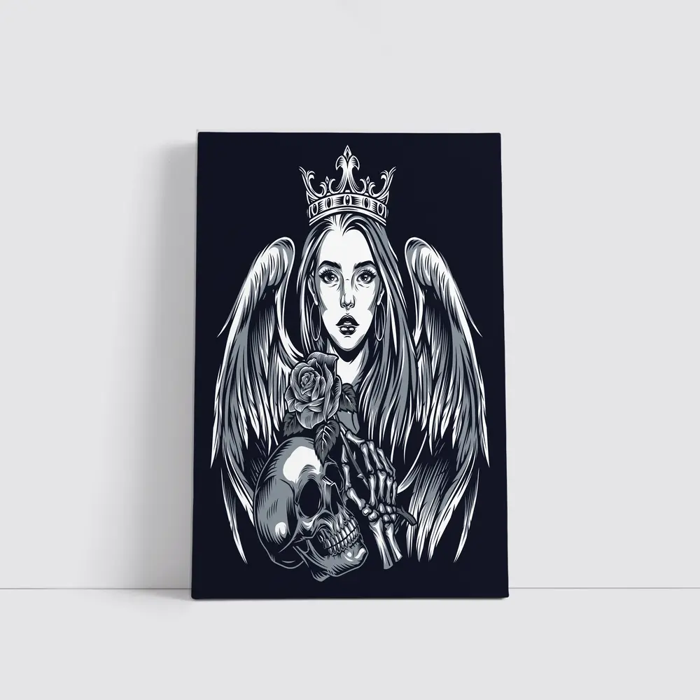 Angel Queen Skull Rose Dark Gothic Art – Wall Art