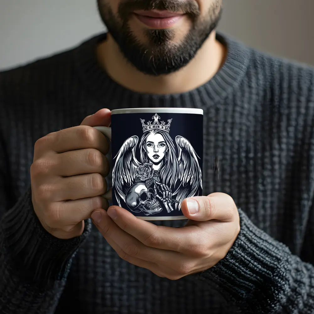 Angel Queen Skull Rose Dark Gothic Art – Mugs