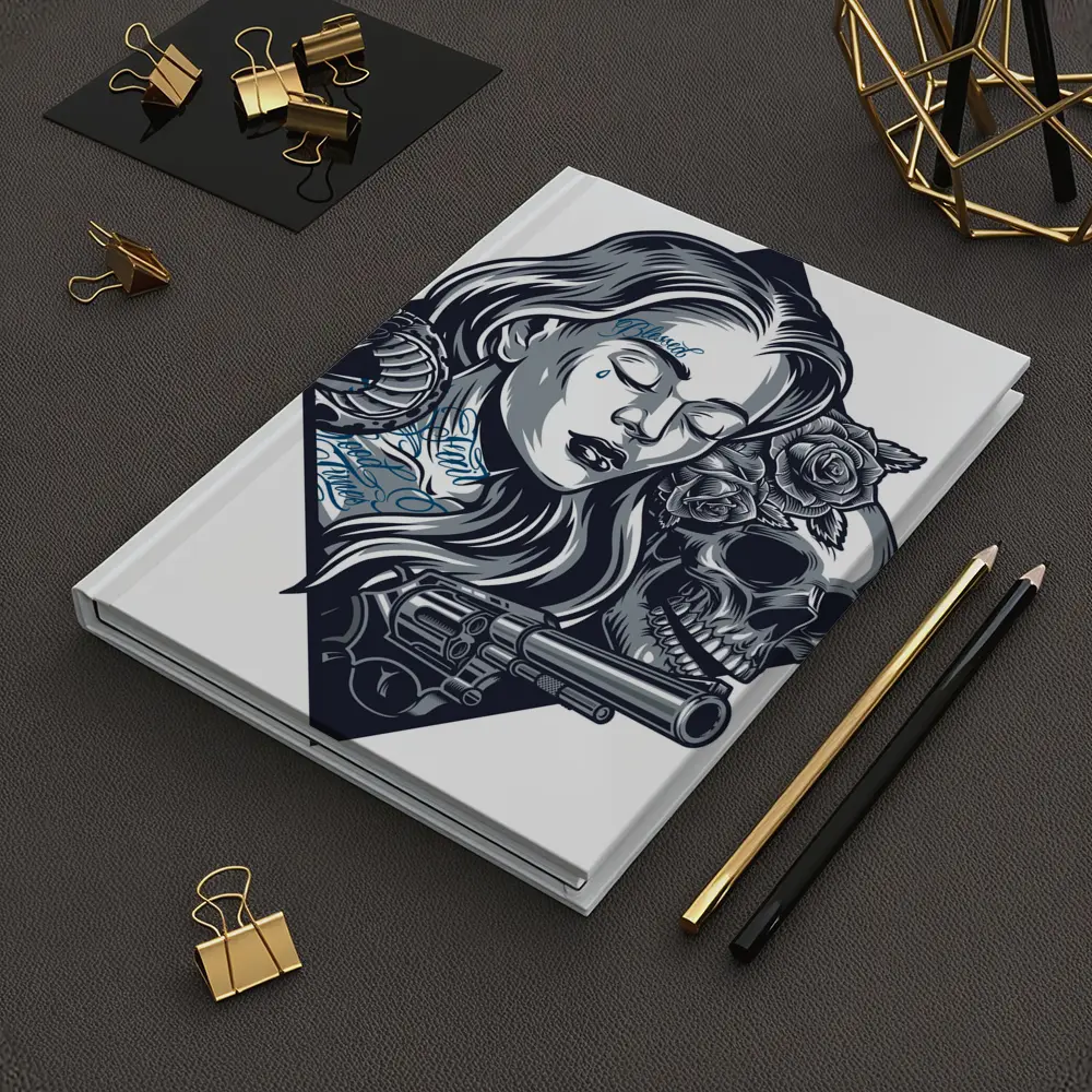 Chicano Tattoo Woman Skull Snake Roses – Notebooks