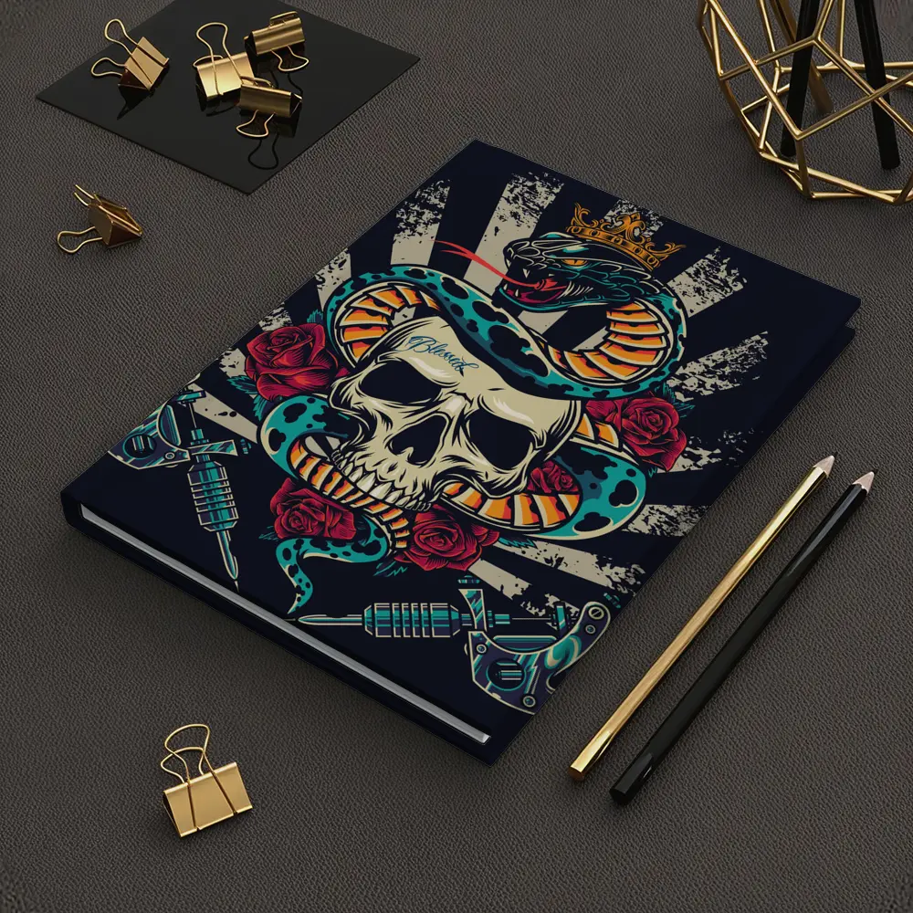 Crowned Snake Skull Roses Tattoo Dark Art – Notebooks
