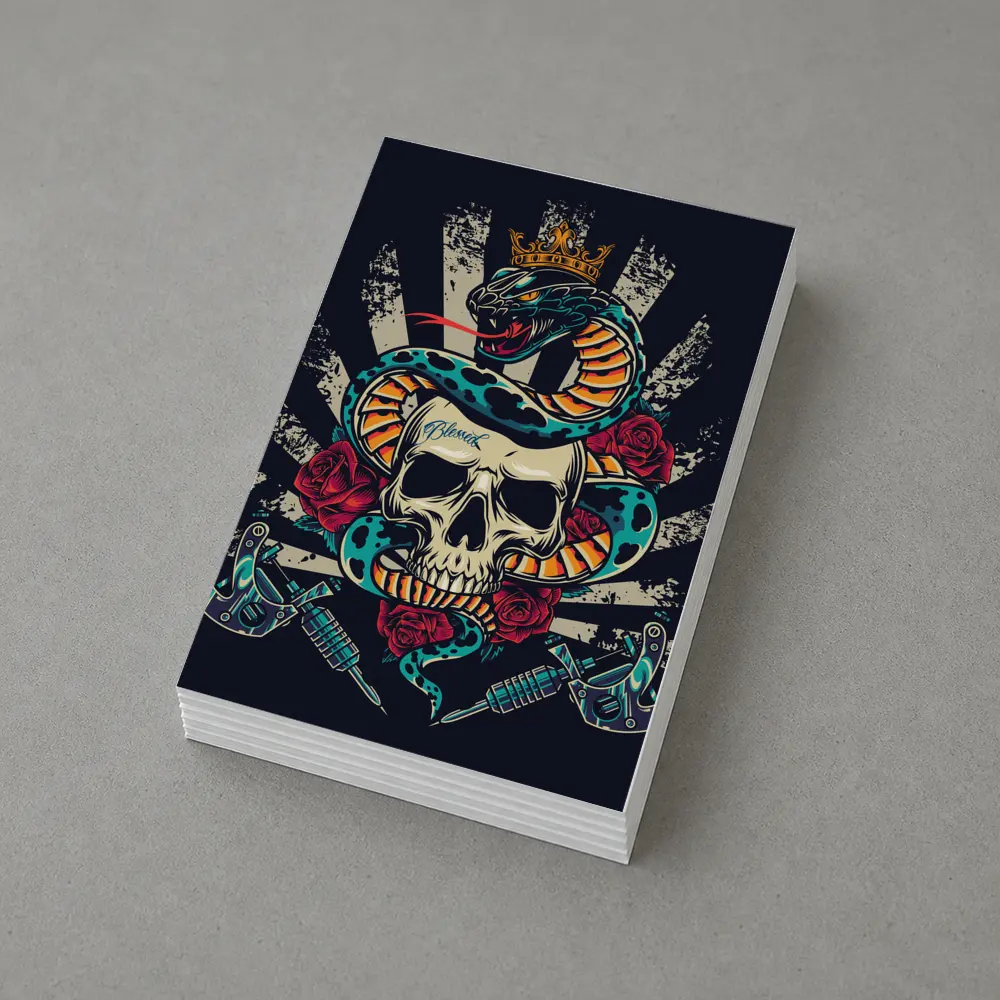 Crowned Snake Skull Roses Tattoo Dark Art – Postcards