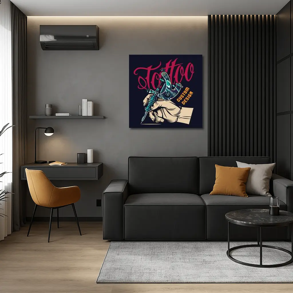 Tattoo Machine Hand Custom Design Dark Background – Wall Art