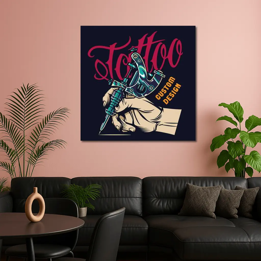 Tattoo Machine Hand Custom Design Dark Background – Wall Art