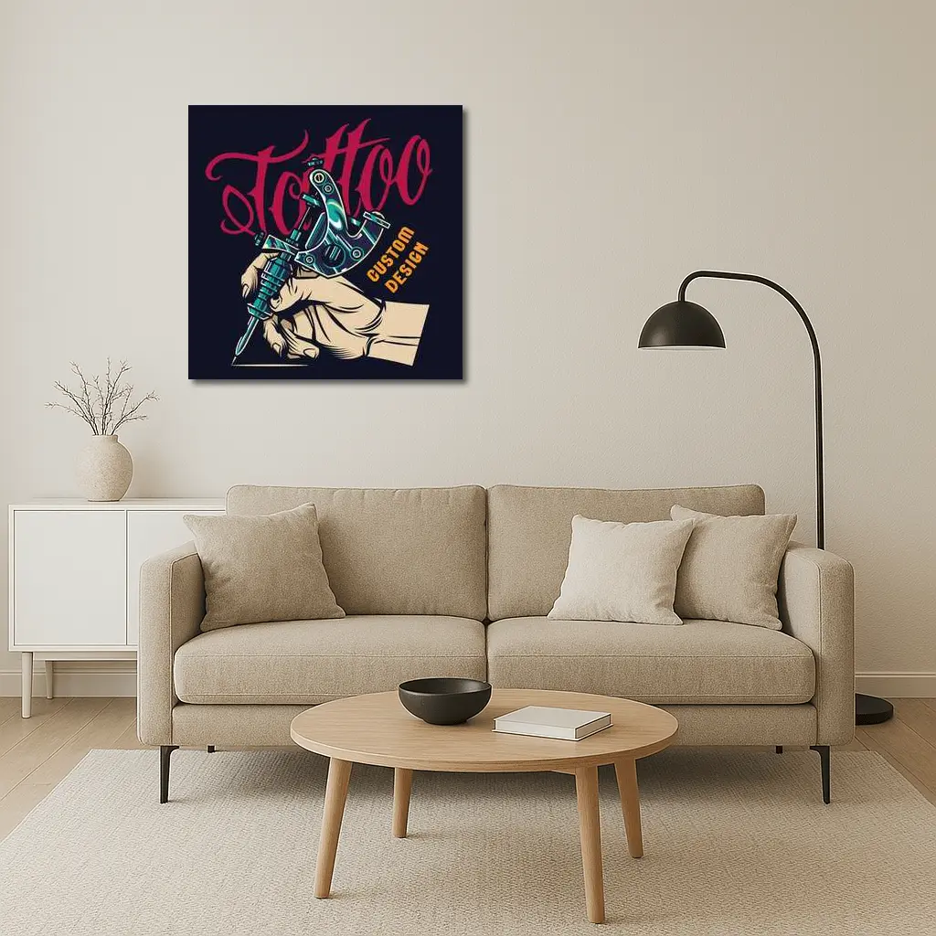 Tattoo Machine Hand Custom Design Dark Background – Wall Art